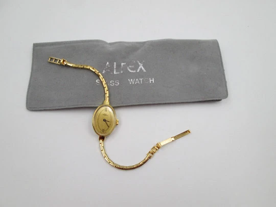 Reloj pulsera mujer Alfex. Chapado oro / acero. Brazalete. Cuerda manual. Funda. 1970 Reloj pulsera mujer Alfex. Chapado oro / acero. Brazalete. Cuerda manual. Funda. 1970